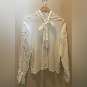 Anthropologie - Lea & Viola - Lace Bow Neck Blouse
